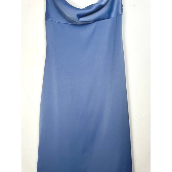 NWT WeWoreWhat Slate Blue Satin Charmeuse Cowl Neck Midi Slip Dress X-Small - Picture 7 of 16